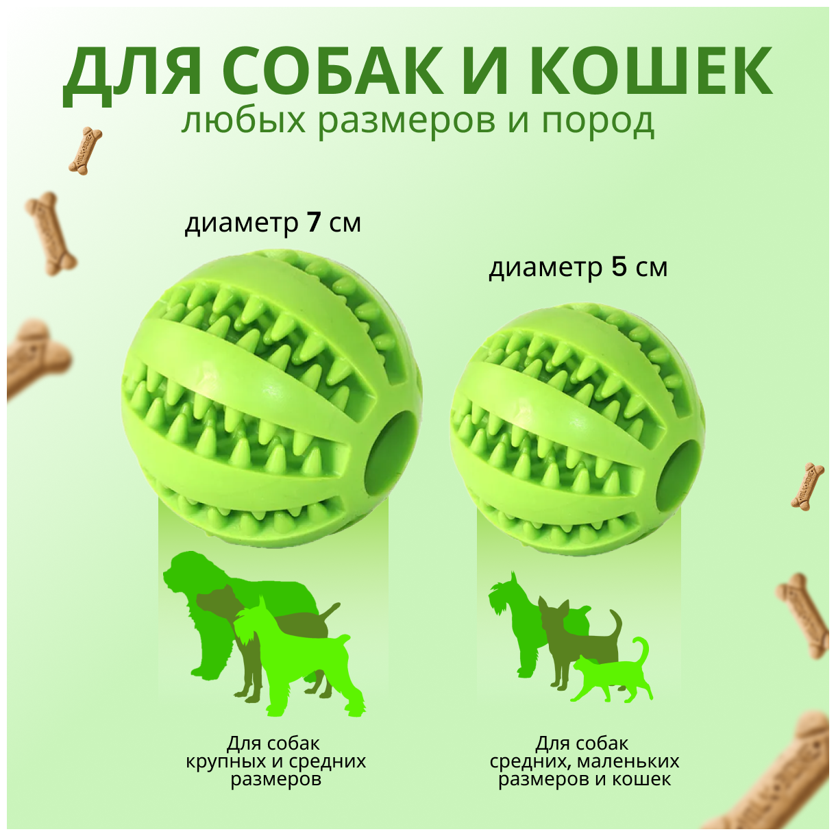 Мяч для дрессировки собак, Мяч для собак, жевательная игрушка мяч для собак, грызунок для собак, грызак для собак, 7 см, зеленый, Universal-Sale - фотография № 2