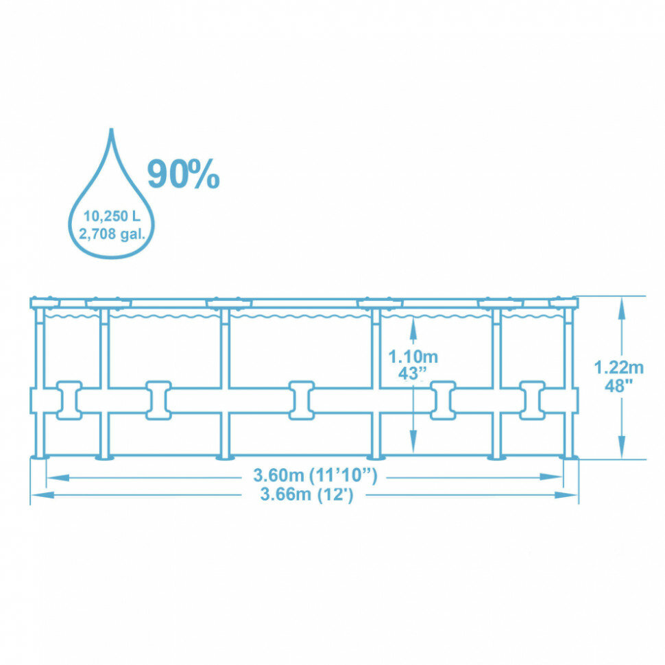 Бассейн каркасный круглый STEEL PRO MAX 366х120 см, фильтр-насос, лестница, 5614S Bestway - фото №14