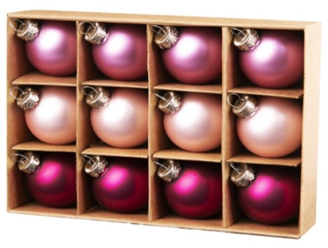 Набор елочных шаров Magic Time 89696, розовый, 3 см, 12 шт.
