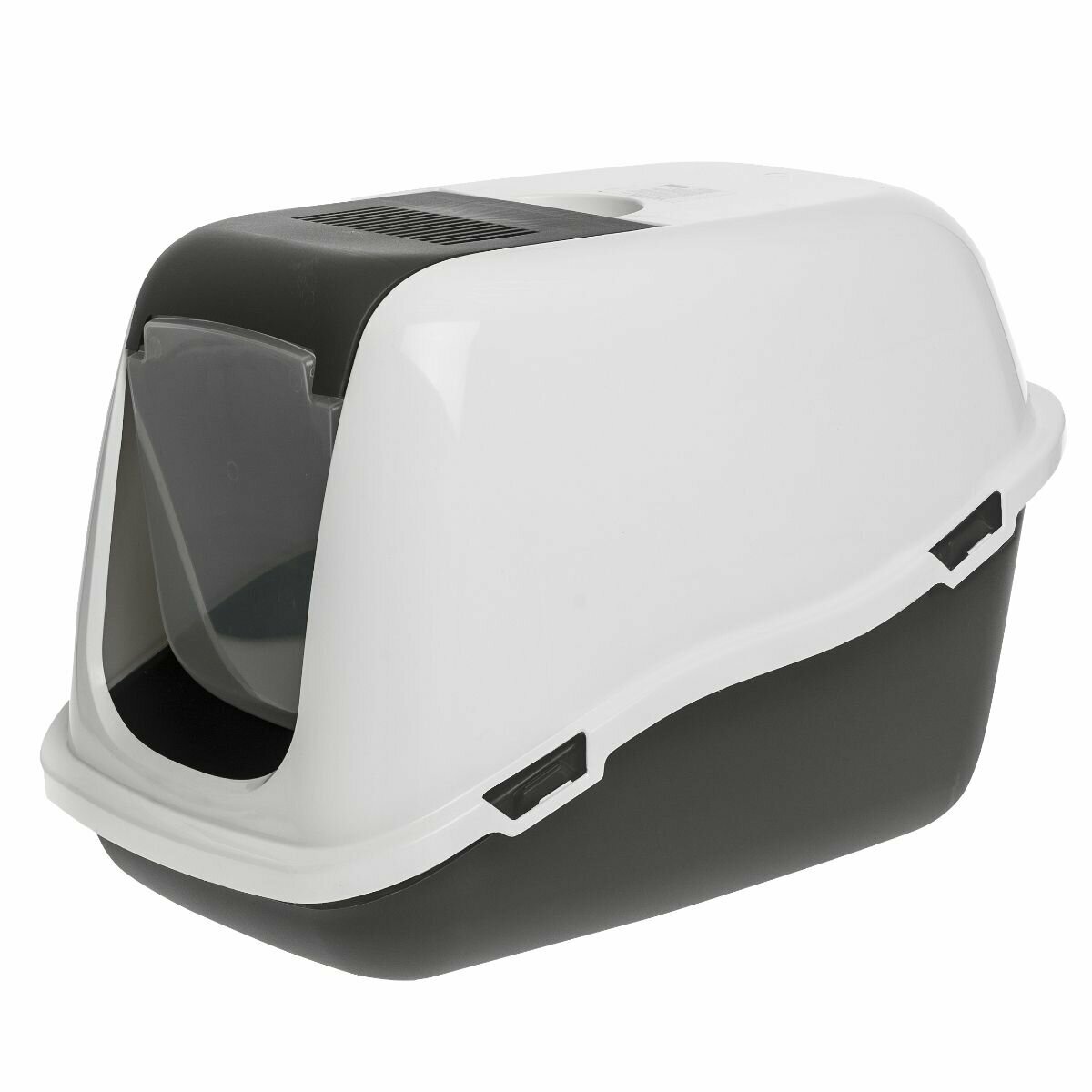 Pet-it домик-туалет для кошек COMFORT с частичным открытием сверху (совок в наборе) 57x39x41, серый/белый