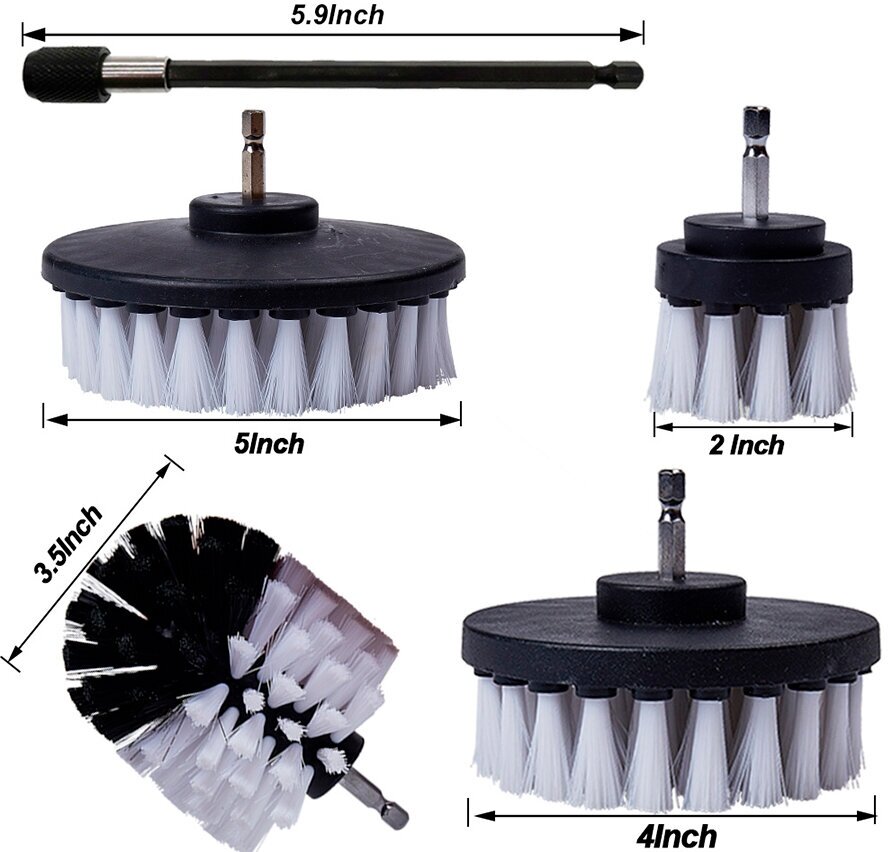 Набор щеток насадок для уборки 4  на шуруповерт дрель для полировки чистки (бюелый)