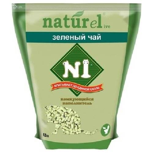 N1 Комкующийся древесный (гималайский кедр) наполнитель Naturel Зеленый чай на 17,5 л 7 кг 35915 (2 шт)