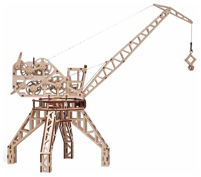 Сборная модель Wood Trick Подъемный кран с контейнером (1234-5)