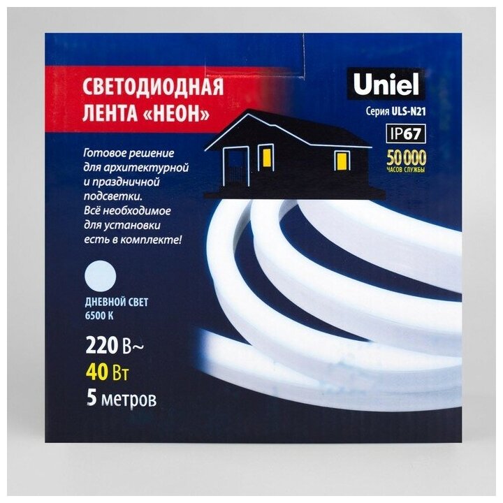 Гибкий неон Uniel 8W/m 120LED/m холодный белый 5M UL-00006685 - фото №11