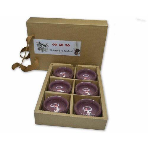 Набор Пиал С Рыбкой Из Керамики 6 штук Teatrading. Имитация Битого Стекла В Технике Кракле, Объем 30мл, Диаметр 5,5см, Цвет Светло-Зеленый