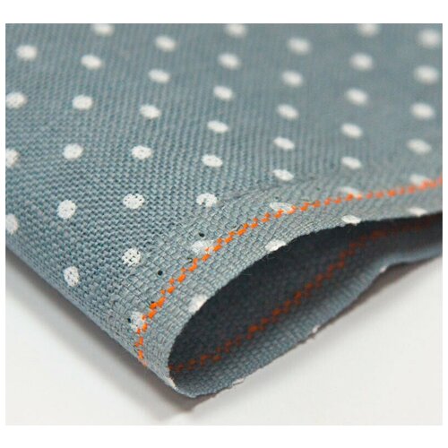 Канва Zweigart Belfast 32ct. (цвет №5269 темно-голубой в белый горошек, 100% лен, 35х50 см.)