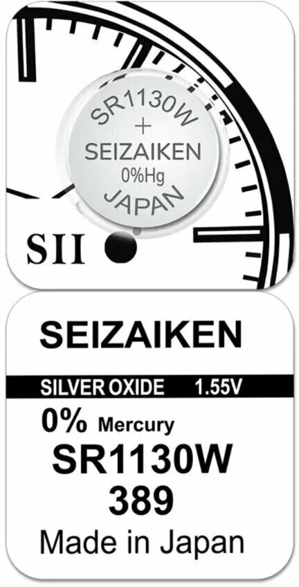 Батарейка SEIZAIKEN 389 (SR1130W) Silver Oxide 1.55V