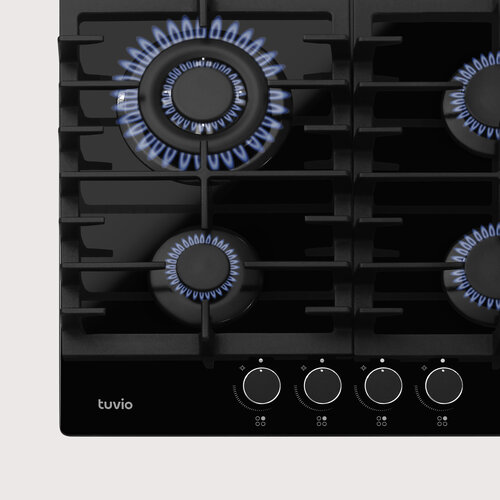Газовая варочная панель Tuvio Газовая варочная панель Tuvio HGS63DBGA1, черное стекло