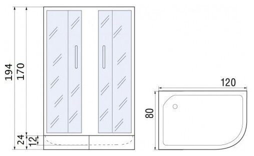 Душевой уголок River 120*80*170см Don 120/80/26 MT L