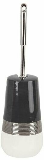 Ершик для унитаза Primanova серия LUCAS SILVER форма: Конус цвет: черный  материал: Керамика размер: 115x115x37 крепление: Напольное (D-20465)