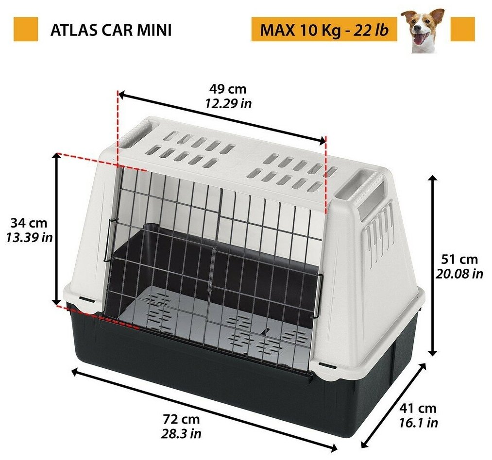 Контейнер FERPLAST ATLAS CAR MINI для перевозки собак в автомобиле 72х41х51 см (1 шт) - фотография № 10