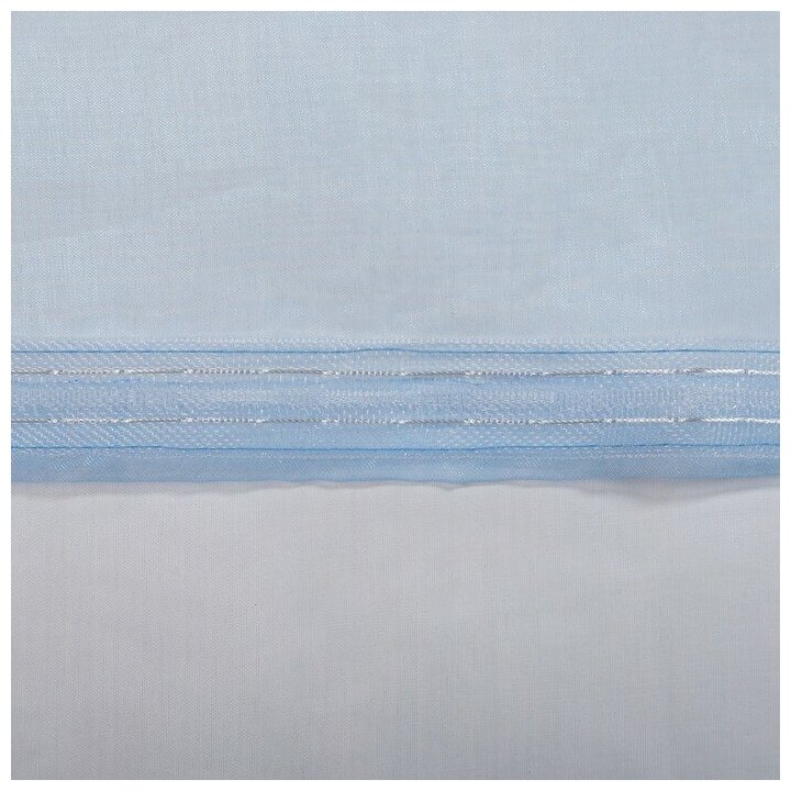 Штора тюль 145х260 см, органза, цвет голубой, на шторной ленте, 100% полиэстер - фотография № 10