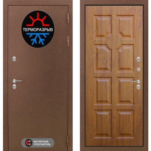 Входная дверь Labirint Термо Магнит 17 Золотой дуб (Винорит) 880x2050, открывание правое