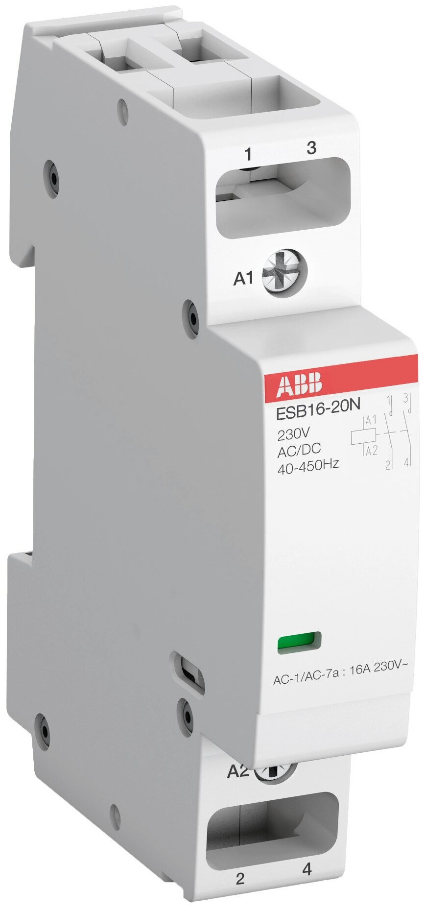 Abb ENT Контактор ESB16-20N-06 модульный (16А АС-1, 2НО), катушка 230В AC/DC