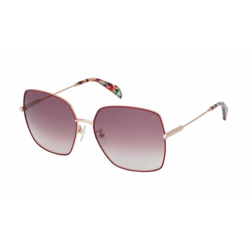 Солнцезащитные очки Tous, прямоугольные, оправа: металл, для женщин, красный