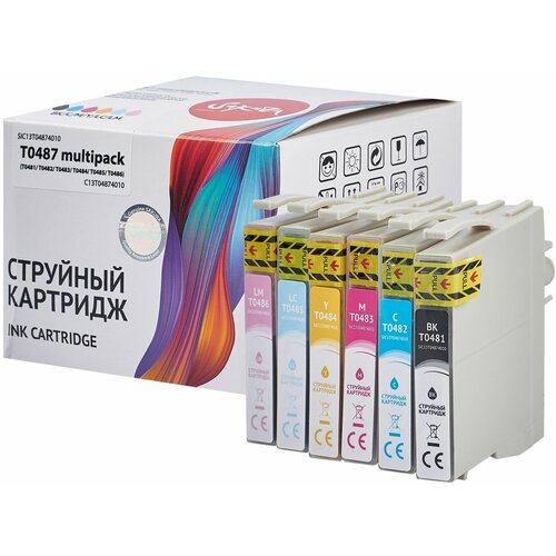 Струйный картридж Sakura C13T04874010 (T0487) для Epson, мультипак, 16 мл, 460 к. струйный картридж sakura c13t04874010 t0487 для epson мультипак 16 мл 460 к