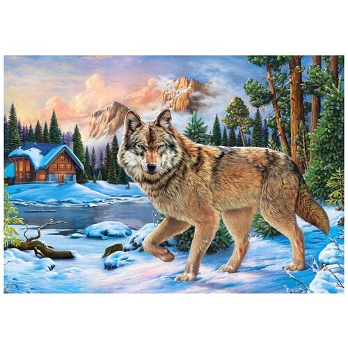 Рыжий кот Набор алмазной вышивки Крадущийся волк в зимнюю пору (CF30020) 30х40 см