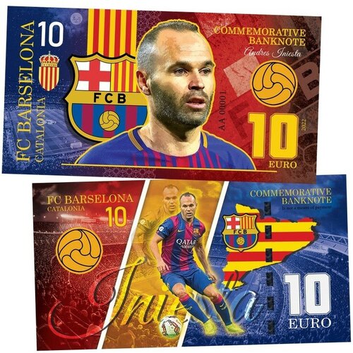 10 EURO Katalonia — Andres Iniesta. Legends of FC Barselona. (Андрес Иньеста)​. UNC