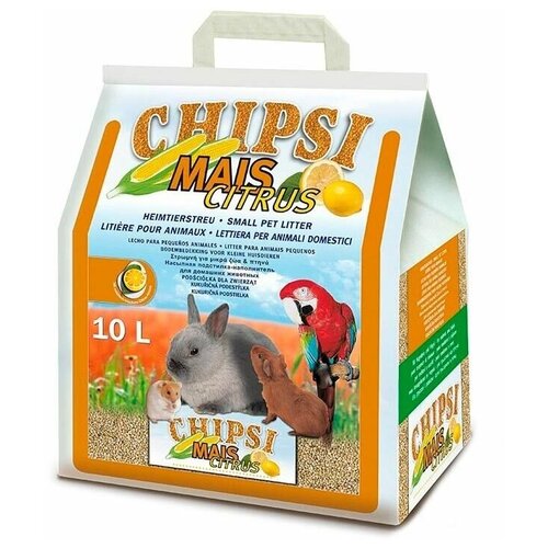 CHIPSI Mais Citrus 10л Кукурузный ароматизированный 10л carefresh chipsi forest green целлюлозный наполнитель для мелких домашних животных и птиц 14 л