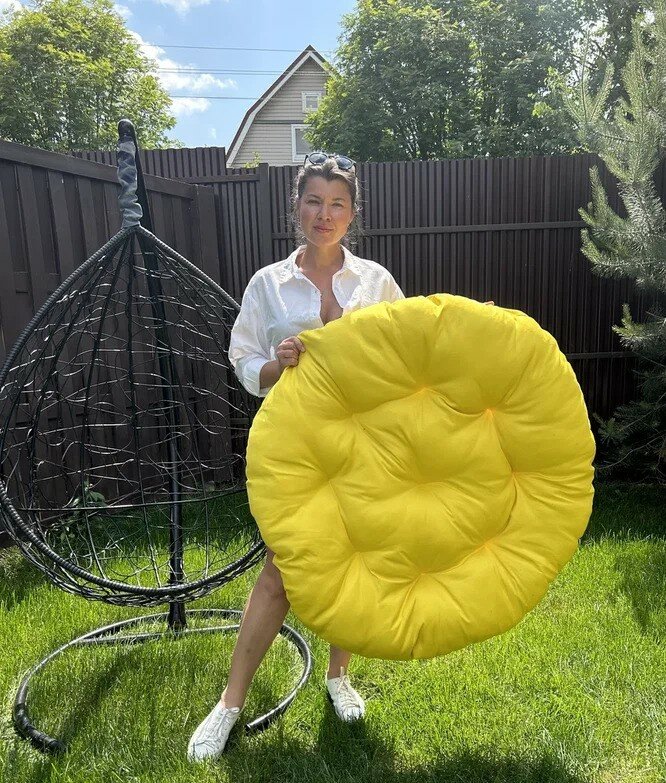 Подушка для подвесного кресла круглая 110 см Желтый - фотография № 1