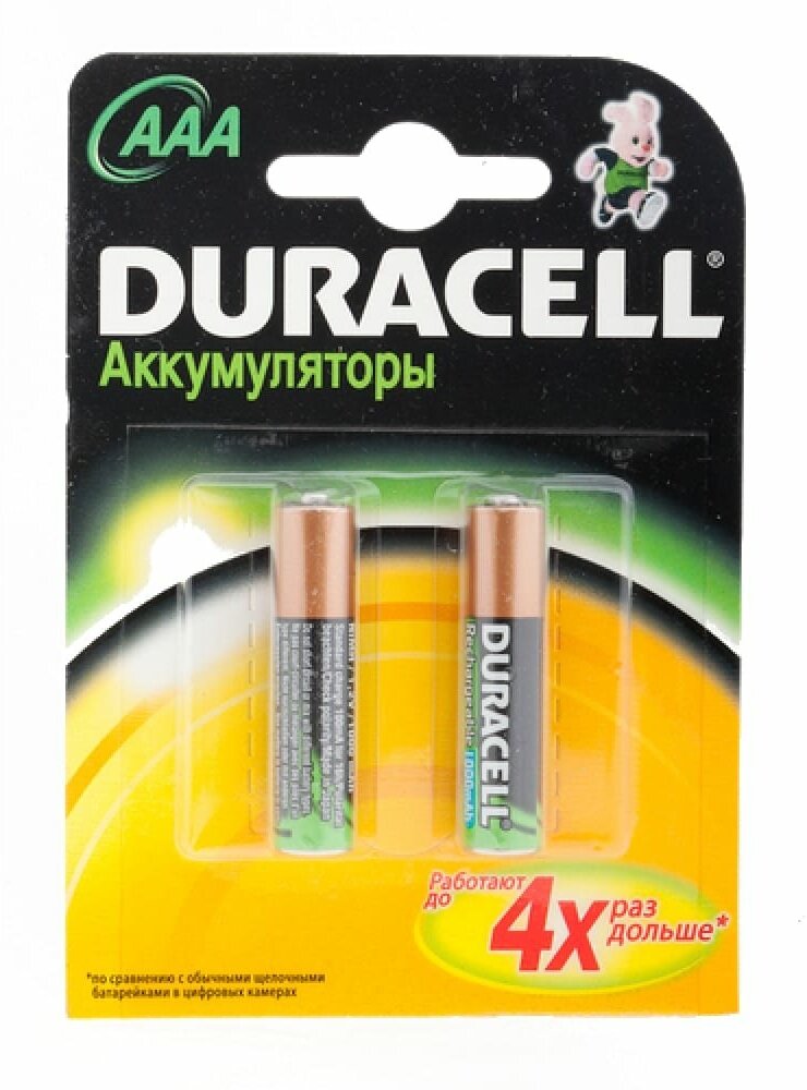 Батарейки Duracell аккумуляторные, AAA HR03 1000mAh, Ni-Mh