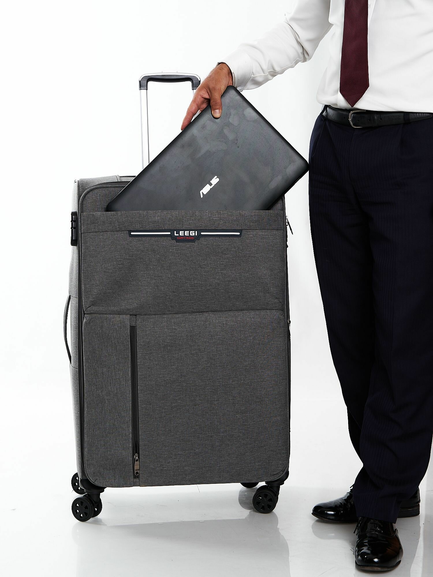 фото Тканевый чемодан с увиличением объема "Leegi NEW", цвет Серый, размер XL
