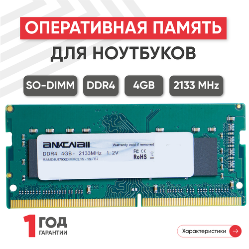 Модуль памяти Ankowall SODIMM DDR4, 4ГБ, 2133МГц, PC4-17000