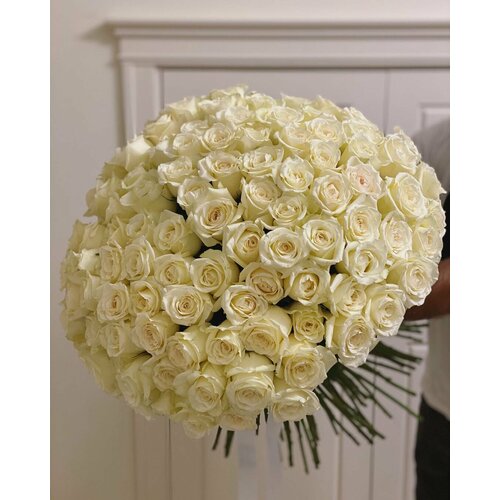 Букет Белая роза 101 шт, красивый букет цветов, шикарный, цветы премиум.