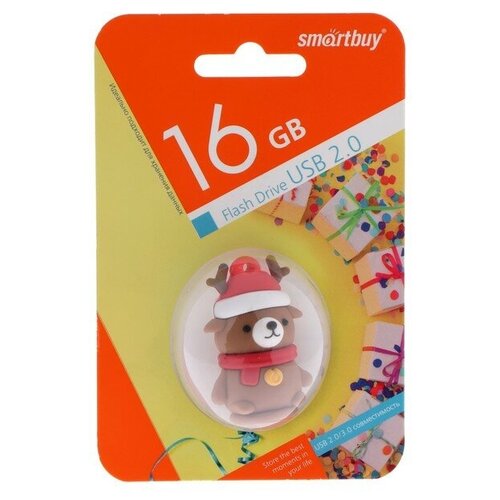 Флешка Smartbuy Wild series, 16 Гб, USB2.0, Медведь, чт до 25 Мб/с, зап до 15 Мб/с