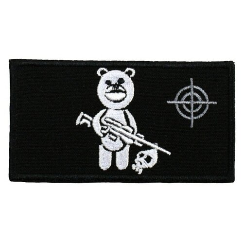 Нашивка Медведь с винтовкой (шеврон, патч, декор, аппликация, заплатка) на липучке Velcro на одежду