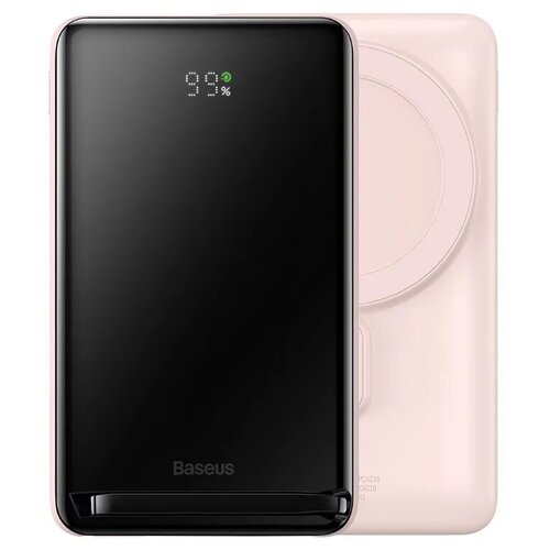 Внешний аккумулятор с беспроводной зарядкой Baseus Magnetic Bracket Wireless Fast Charge Power Bank 10000mAh 20W black and pink 375000₽