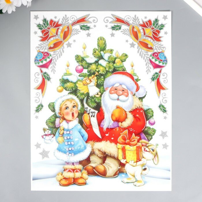 Декоративная наклейка КНР "Дед мороз и снегурочка" 30х38 см (9104511)