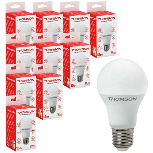 Упаковка ламп LED Thomson E27, груша, 15Вт, 4000К, белый нейтральный, TH-B2010, 10 шт. [th-b2010-10]