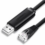 Кабель UGREEN CM204 (60813) USB-A to RJ45 Console Cable (3 метра) чёрный - изображение