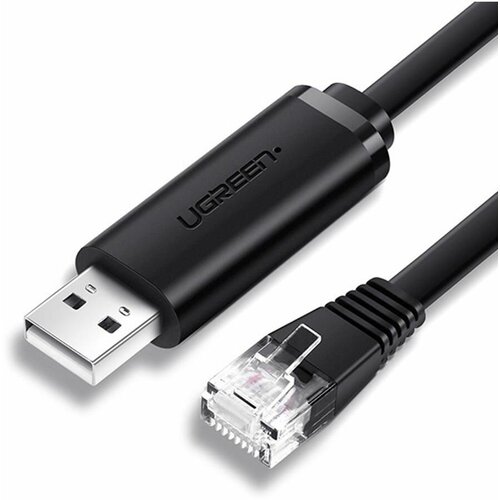 Кабель UGREEN CM204 (60813) USB-A to RJ45 Console Cable (3 метра) чёрный ftdi usb to rs232 wire end stripped serial converter cable compatible usb rs232 we support win10