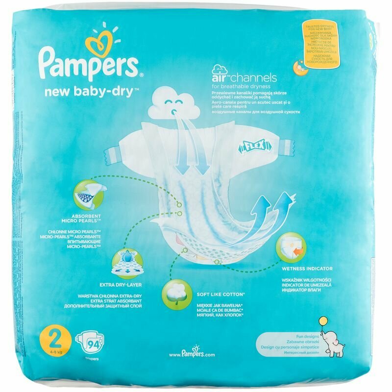 Подгузники Pampers New Baby-Dry 4–8 кг, размер 2, 27 шт - фото №10