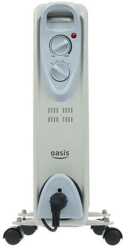 Масляный радиатор Oasis US-20, 2 кВт, 20 м², колеса в комплекте, серый - фотография № 9
