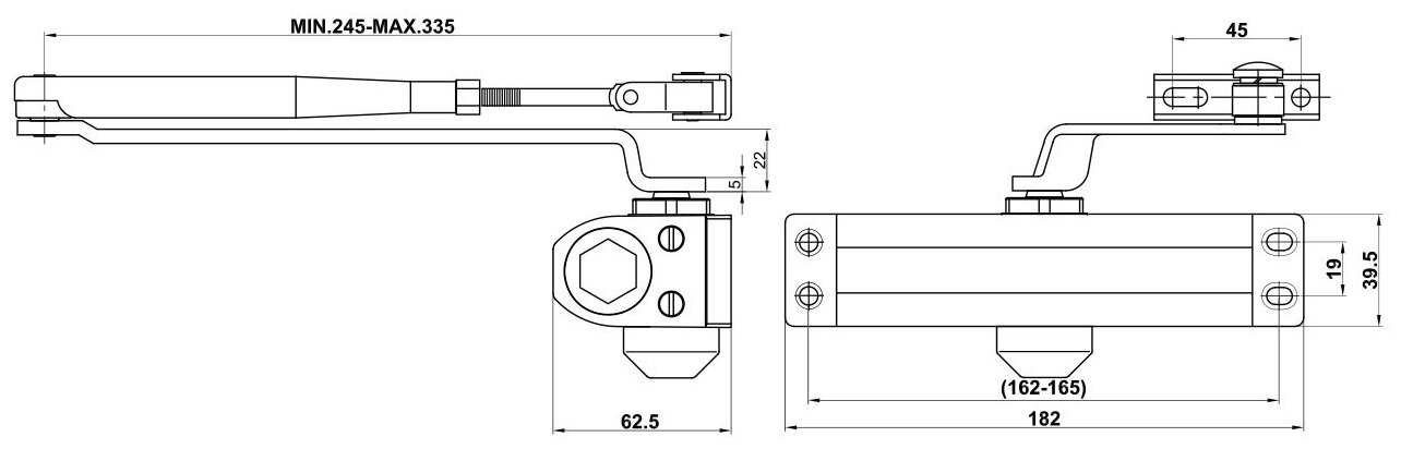 Доводчик DOORLOCK DL70 EN2/3/4 коричневый, вес двери до 90 кг - фотография № 3