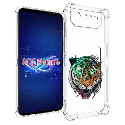 Чехол MyPads робо-тигр для Asus ROG Phone 6 задняя-панель-накладка-бампер чехол mypads безумный тигр для asus rog phone 6 задняя панель накладка бампер