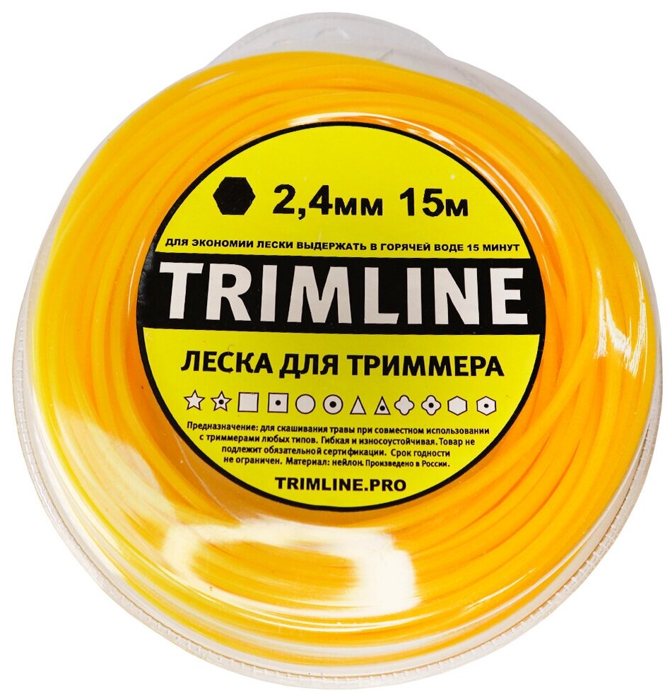 Леска для триммера TrimLine, сечение шестигранник, диаметр 2,4 мм, длина 15 м, блистер - фотография № 2