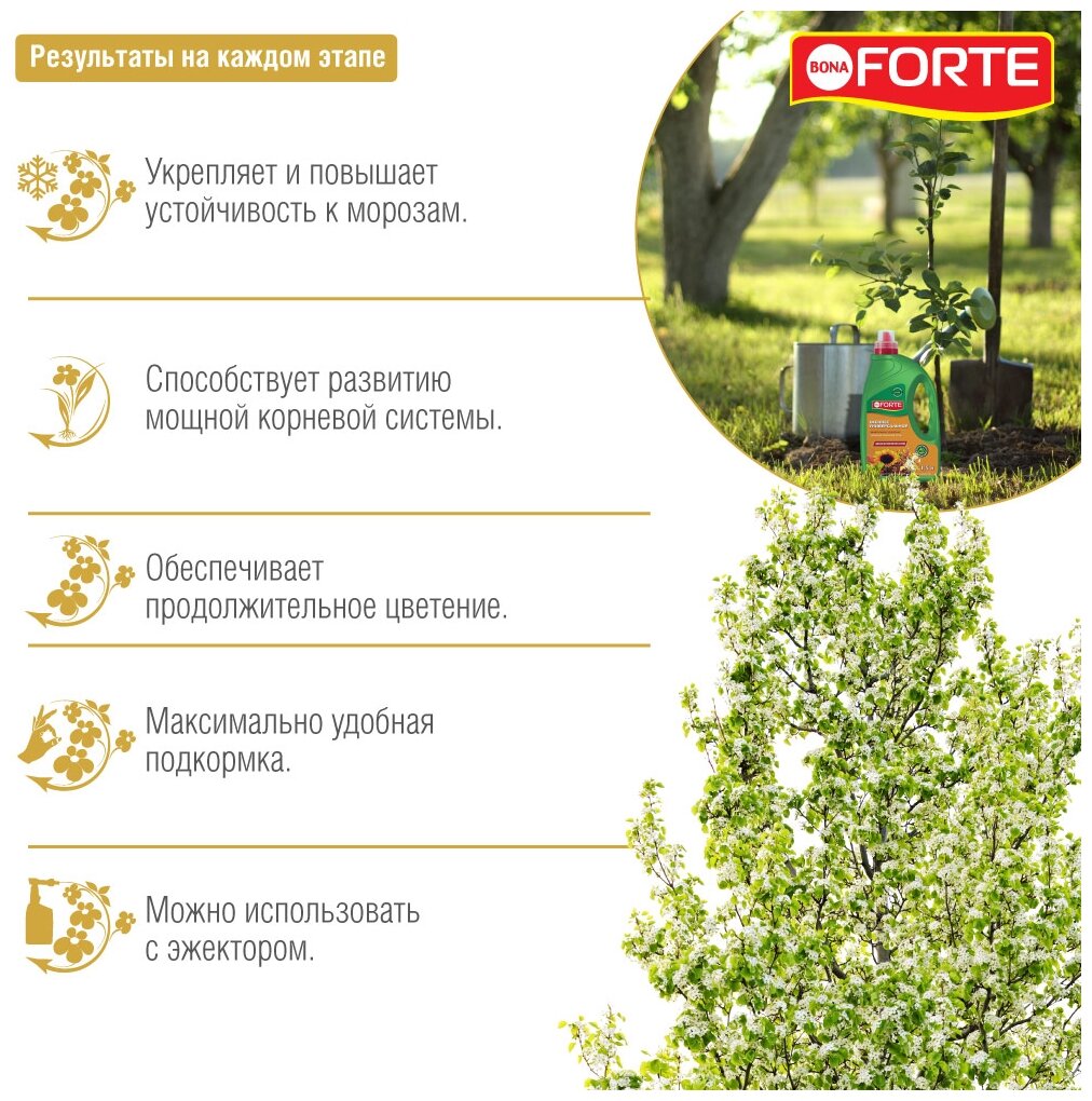Комплексное минеральное универсальное удобрение с витаминами и янтарной кислотой для всех растений лето-осень Bona Forte, концентрат, 1500 мл - фотография № 4