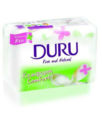 Мыло туалетное DURU Pure&Natural, Комфорт, экопак, 4х85 г