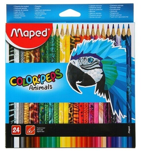 Карандаши трёхгранные 24 цвета, Maped Color Peps Animals