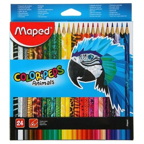 Карандаши трёхгранные 24 цвета, Maped Color Peps Animals