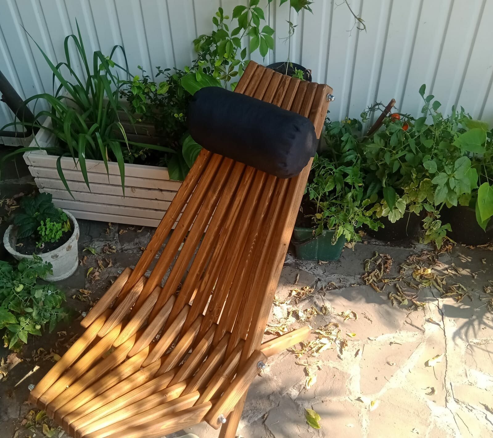 садовое кресло, садовый стул, шезлонг складной кентукки, цвет махагон, 85*50 см. + подарок подушка валик - фотография № 1