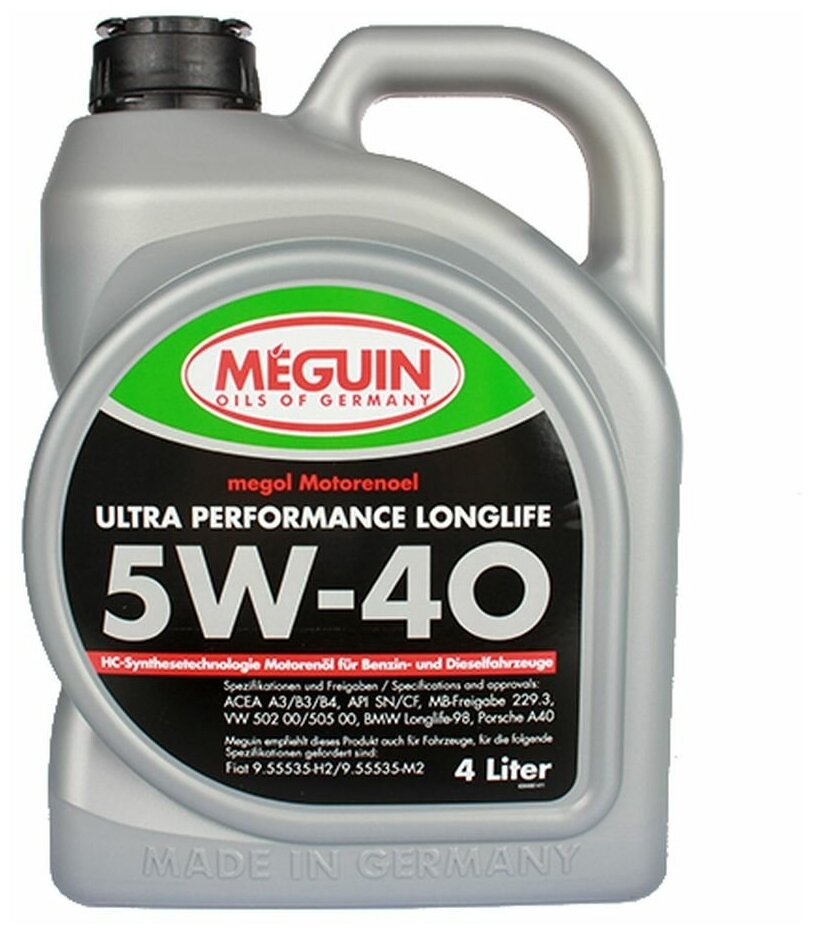 Meguin 5W-40 4L 6486 Megol Motorenoel Ultra Performance Longlife Cf/Sn B3/B4/A3 Нс-Синт. Мот.масло