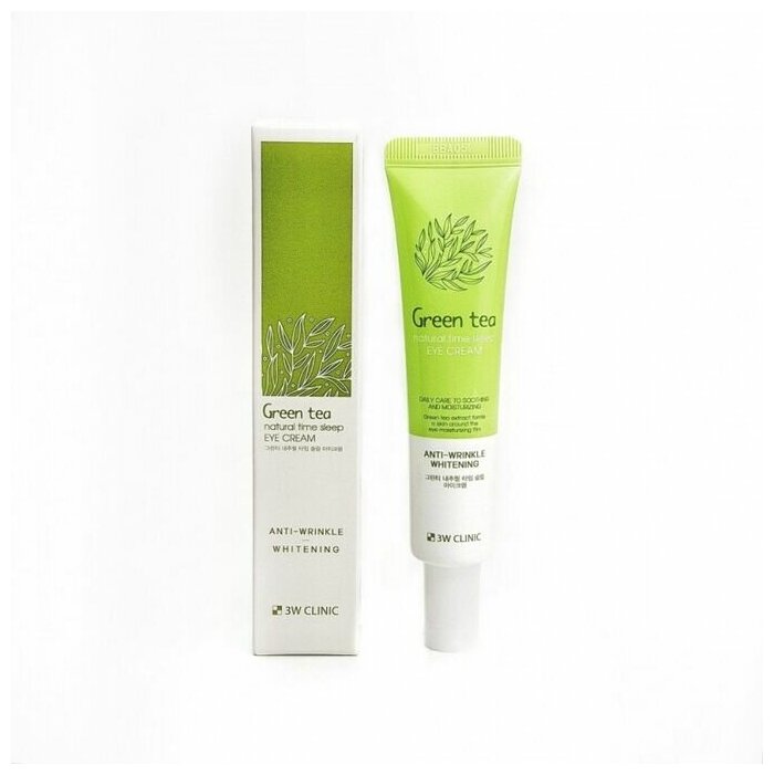 Крем для кожи вокруг глаз с зеленым чаем 3W Clinic Green Tea Natural Time Sleep Eye Cream 40ml