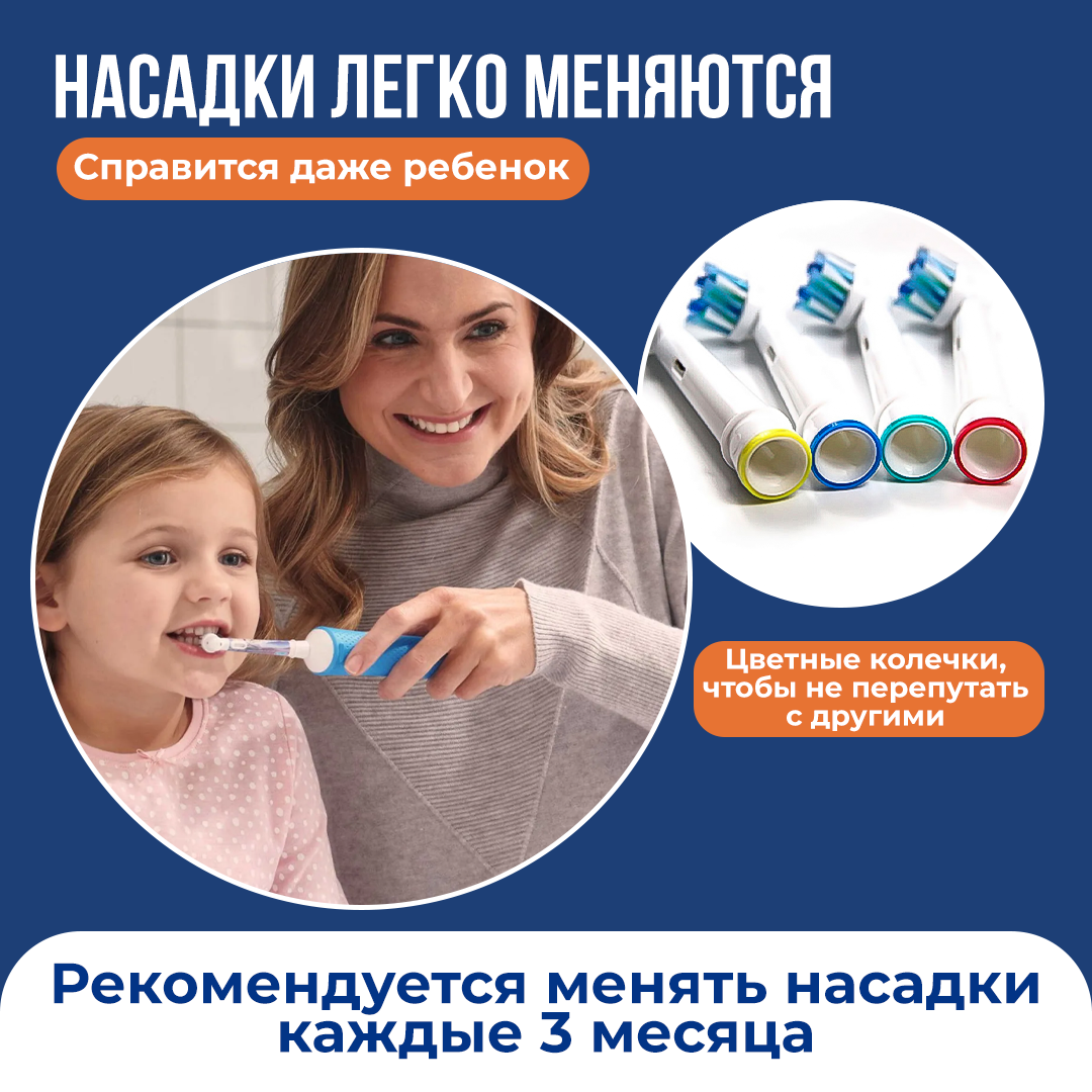 Насадки для электрических зубных щеток 4 штуки / Совместимые с Oral-B Braun / Насадки oral b на зубные щетки жесткие 4 штуки - фотография № 6