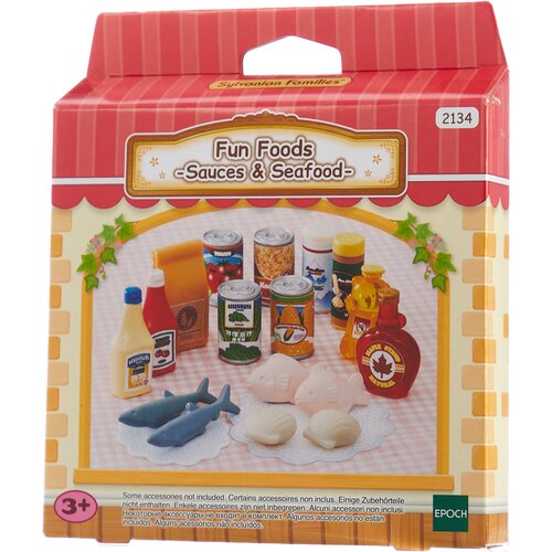 Набор продуктов с посудой Sylvanian Families Веселая еда – соусы и морепродукты 2134 красный/бежевый