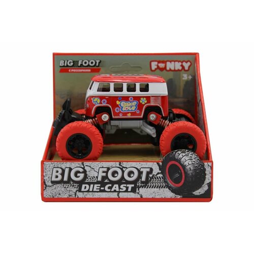 Funky Toys Машина пластиковая FUNKY TOYS FT61076 Автобус die-cast, инерционный, красный, 1:46